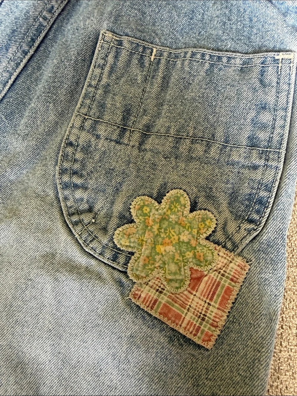 Gap Light Wash Denim Overalls with Patch Detail